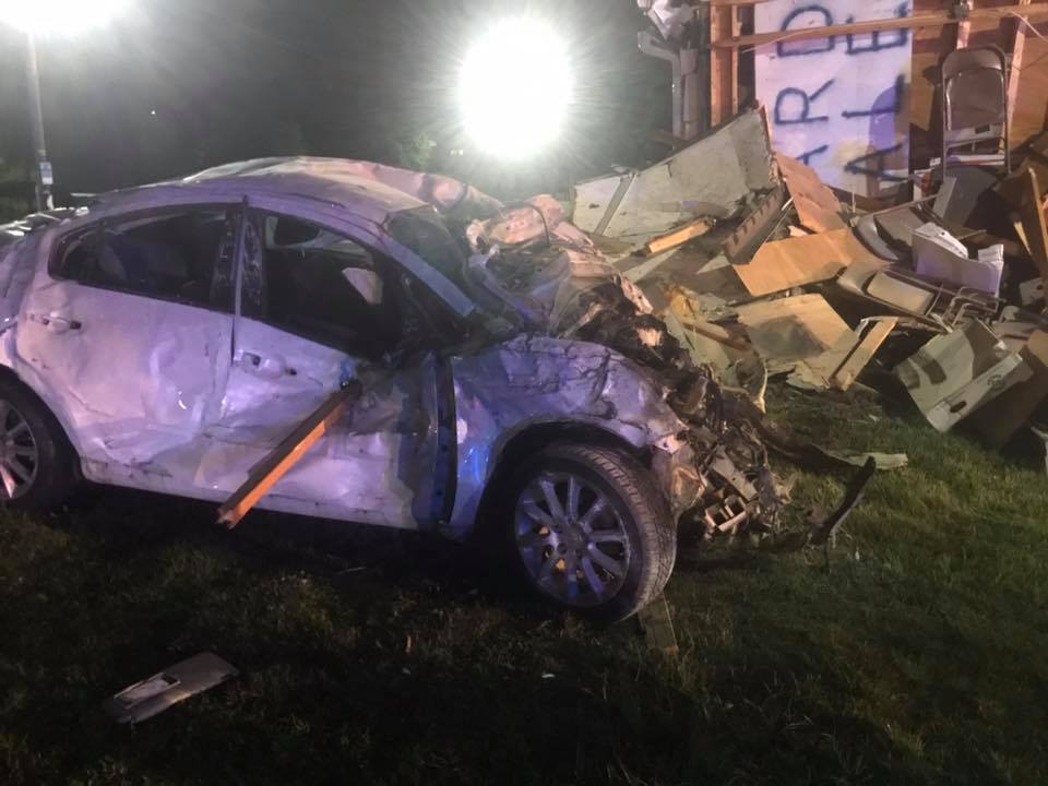 Rescue responds to reported car into a building