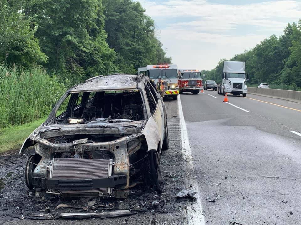 Rescue responds to vehicle fire on the New Jersey Turnpike